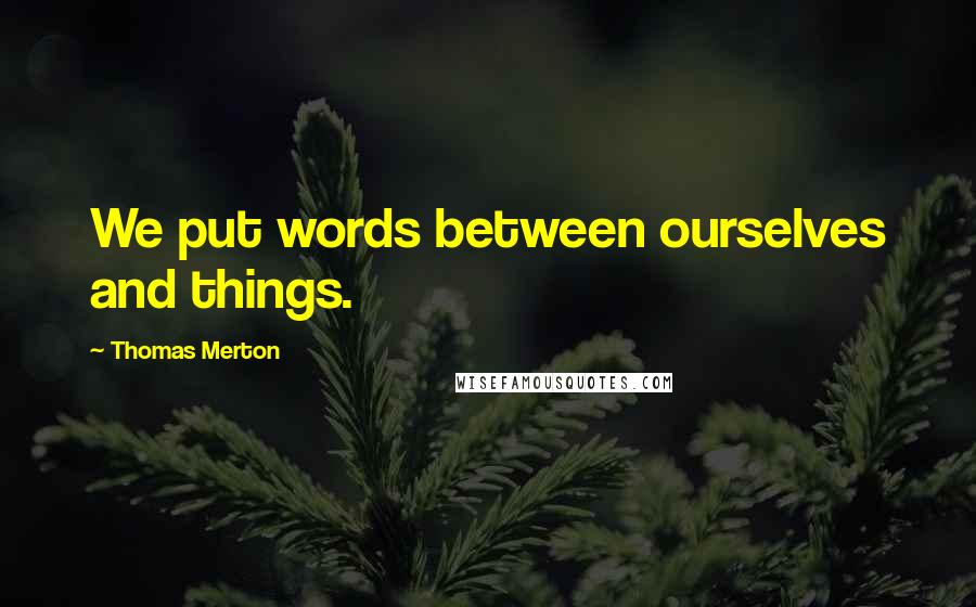 Thomas Merton Quotes: We put words between ourselves and things.