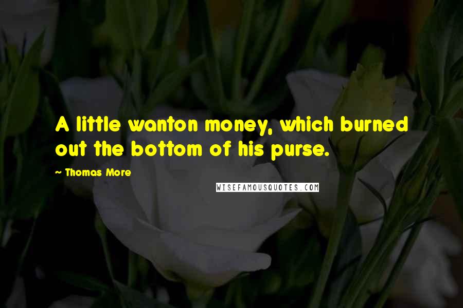 Thomas More Quotes: A little wanton money, which burned out the bottom of his purse.