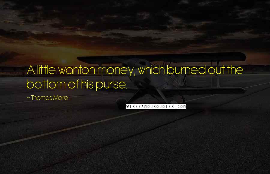 Thomas More Quotes: A little wanton money, which burned out the bottom of his purse.