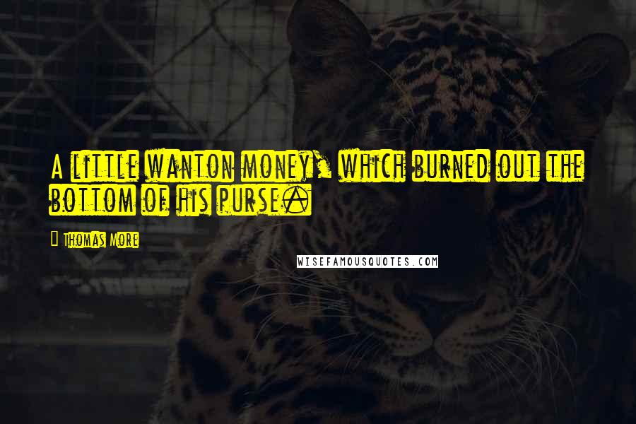 Thomas More Quotes: A little wanton money, which burned out the bottom of his purse.