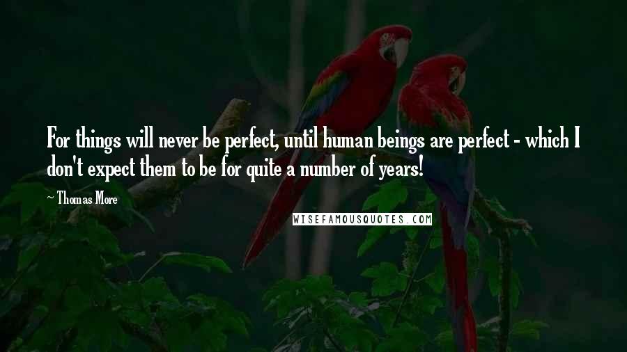 Thomas More Quotes: For things will never be perfect, until human beings are perfect - which I don't expect them to be for quite a number of years!