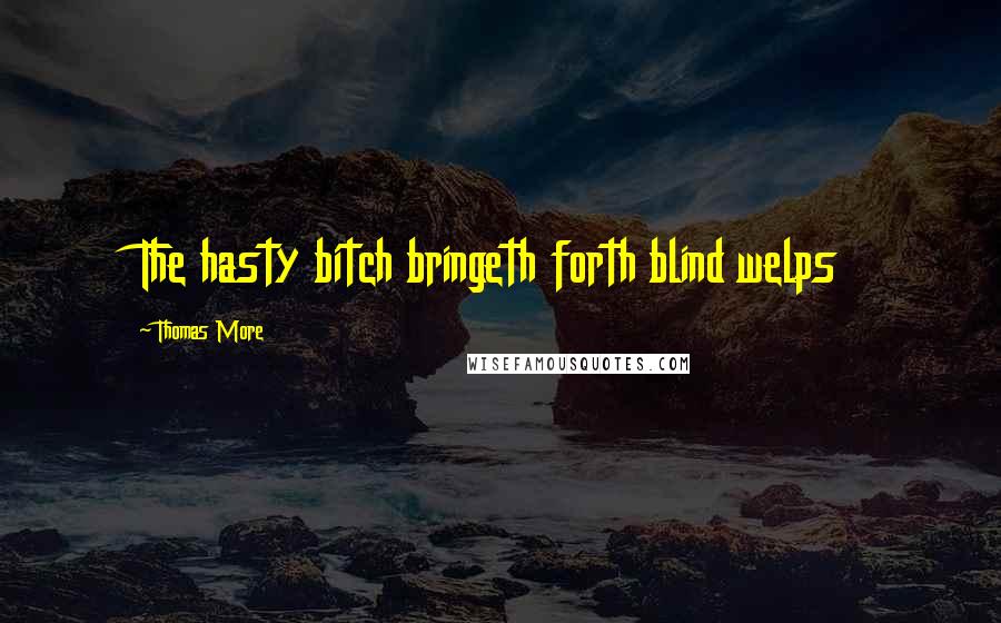 Thomas More Quotes: The hasty bitch bringeth forth blind welps