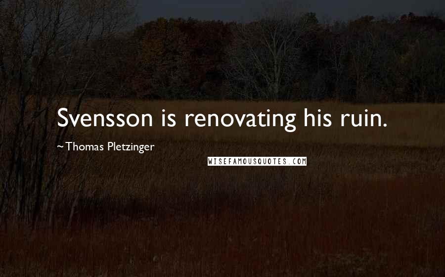 Thomas Pletzinger Quotes: Svensson is renovating his ruin.