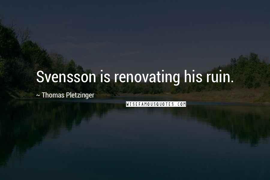 Thomas Pletzinger Quotes: Svensson is renovating his ruin.