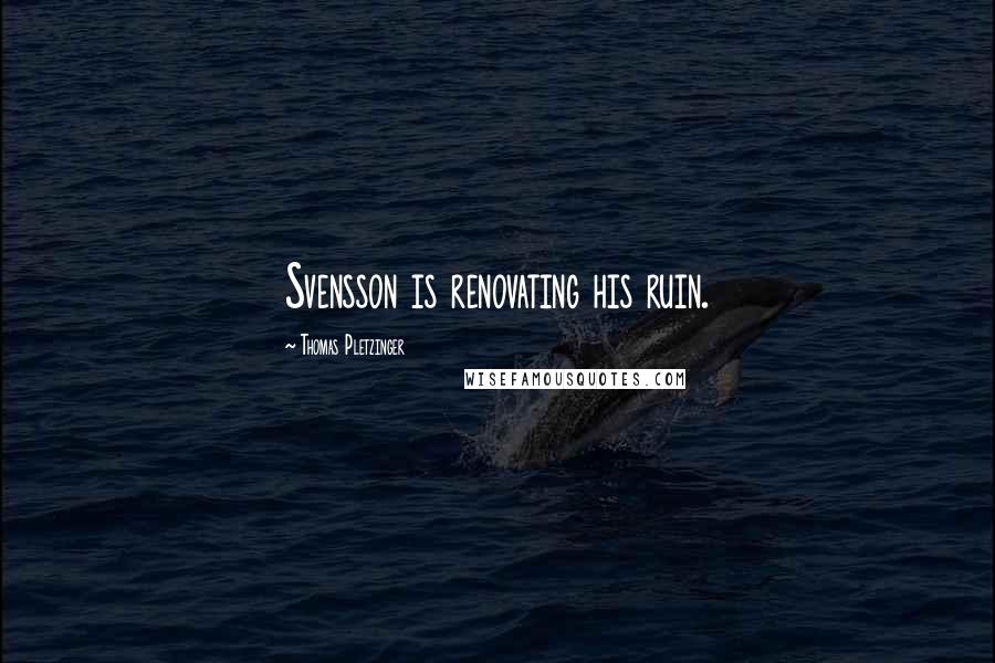 Thomas Pletzinger Quotes: Svensson is renovating his ruin.