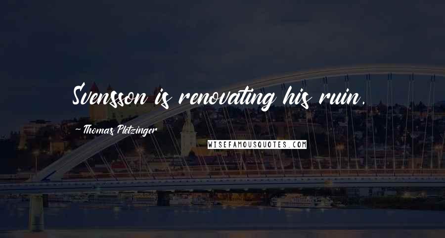 Thomas Pletzinger Quotes: Svensson is renovating his ruin.