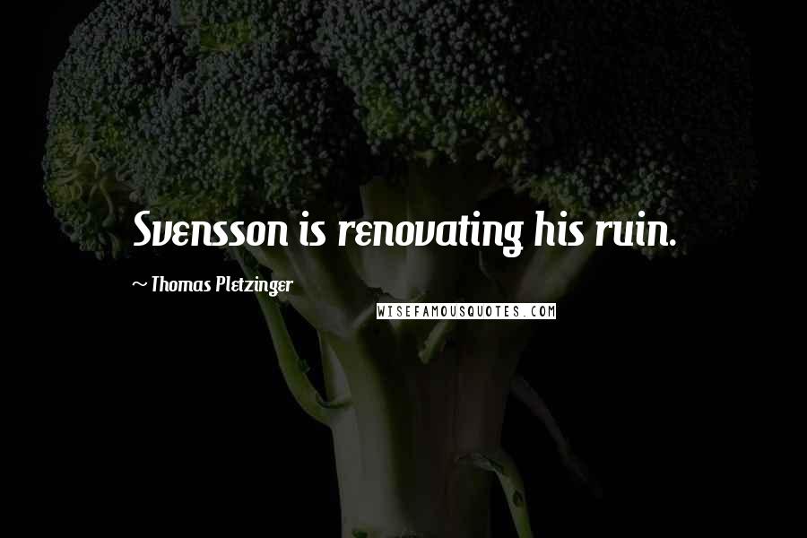 Thomas Pletzinger Quotes: Svensson is renovating his ruin.