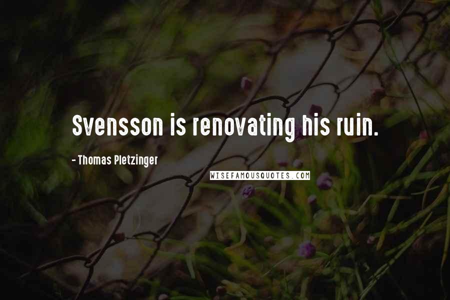 Thomas Pletzinger Quotes: Svensson is renovating his ruin.