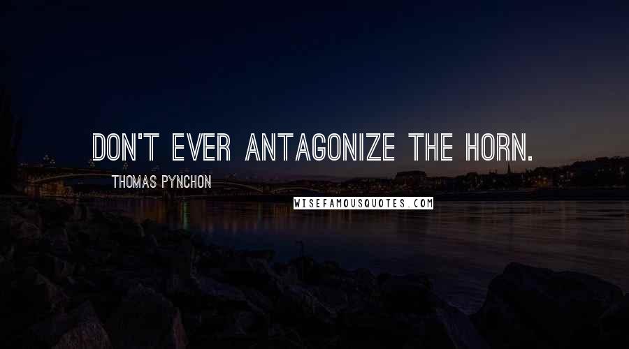 Thomas Pynchon Quotes: DON'T EVER ANTAGONIZE THE HORN.