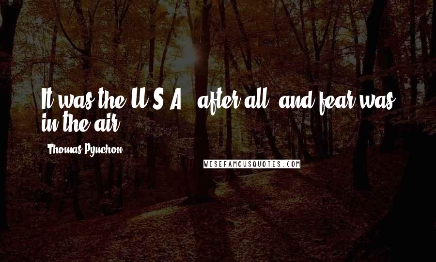 Thomas Pynchon Quotes: It was the U.S.A., after all, and fear was in the air.