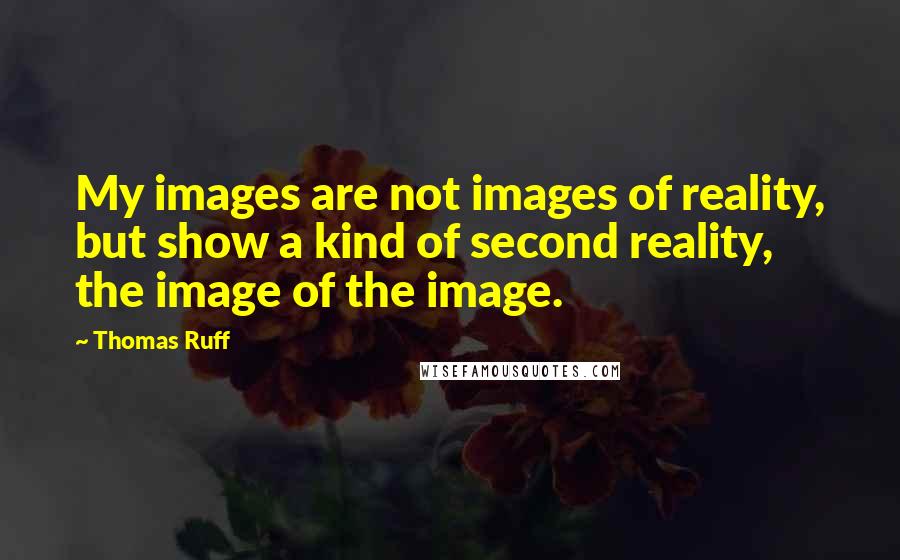 Thomas Ruff Quotes: My images are not images of reality, but show a kind of second reality, the image of the image.