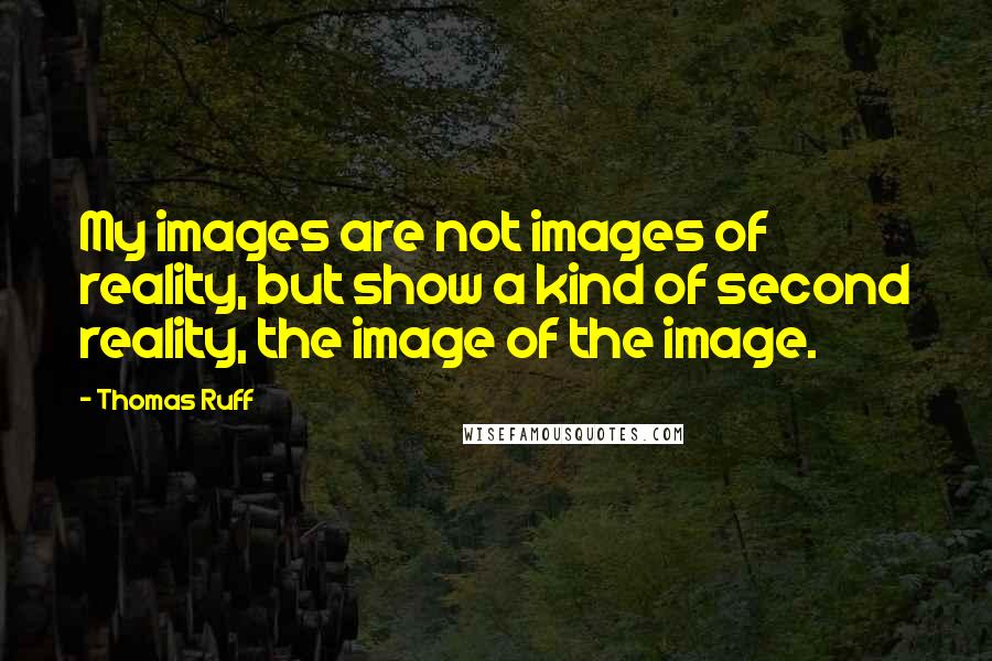 Thomas Ruff Quotes: My images are not images of reality, but show a kind of second reality, the image of the image.