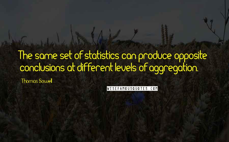 Thomas Sowell Quotes: The same set of statistics can produce opposite conclusions at different levels of aggregation.