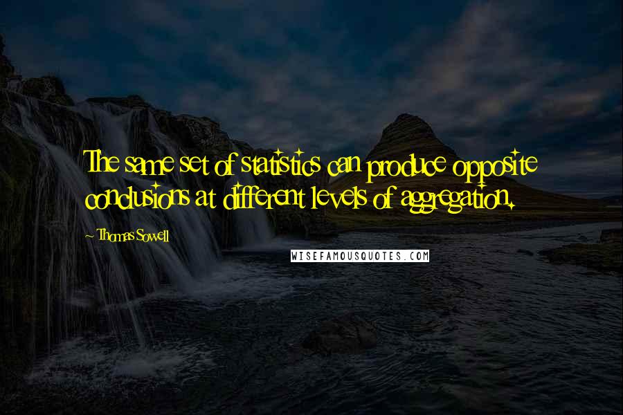 Thomas Sowell Quotes: The same set of statistics can produce opposite conclusions at different levels of aggregation.