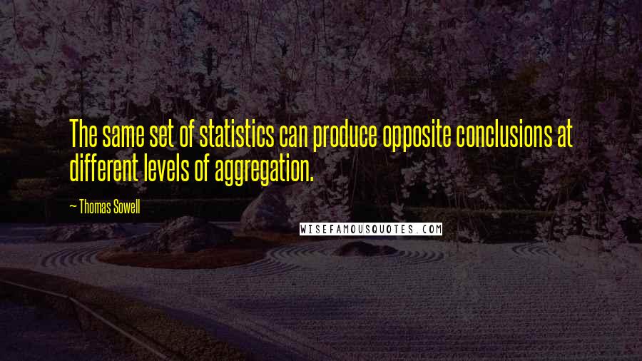 Thomas Sowell Quotes: The same set of statistics can produce opposite conclusions at different levels of aggregation.