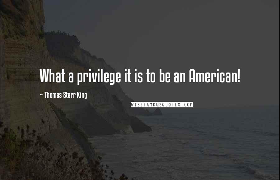 Thomas Starr King Quotes: What a privilege it is to be an American!