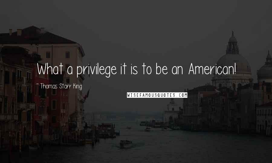 Thomas Starr King Quotes: What a privilege it is to be an American!