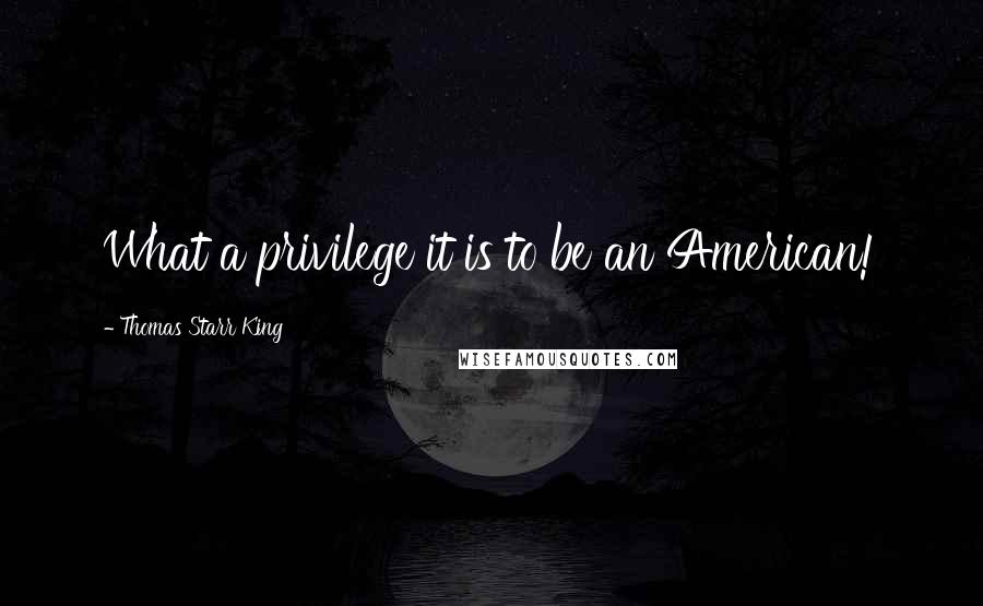 Thomas Starr King Quotes: What a privilege it is to be an American!