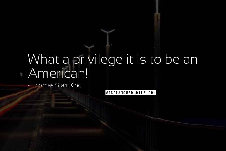 Thomas Starr King Quotes: What a privilege it is to be an American!