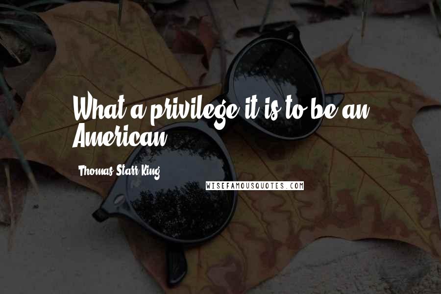 Thomas Starr King Quotes: What a privilege it is to be an American!