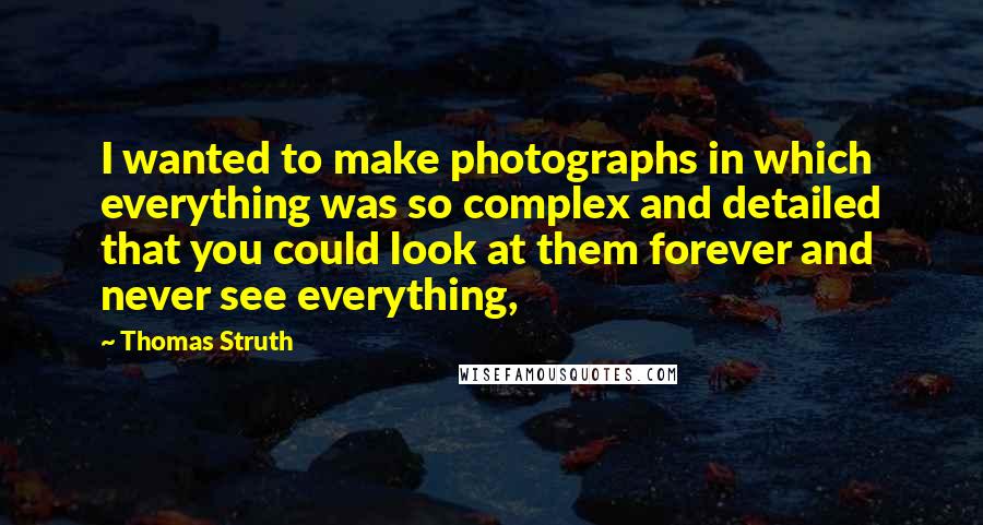 Thomas Struth Quotes: I wanted to make photographs in which everything was so complex and detailed that you could look at them forever and never see everything,