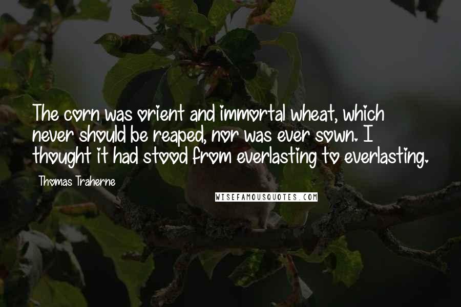 Thomas Traherne Quotes: The corn was orient and immortal wheat, which never should be reaped, nor was ever sown. I thought it had stood from everlasting to everlasting.