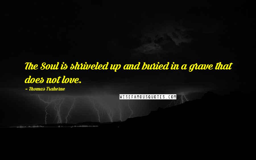 Thomas Traherne Quotes: The Soul is shriveled up and buried in a grave that does not love.