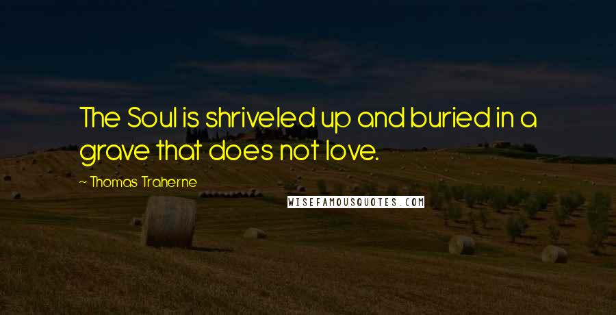 Thomas Traherne Quotes: The Soul is shriveled up and buried in a grave that does not love.