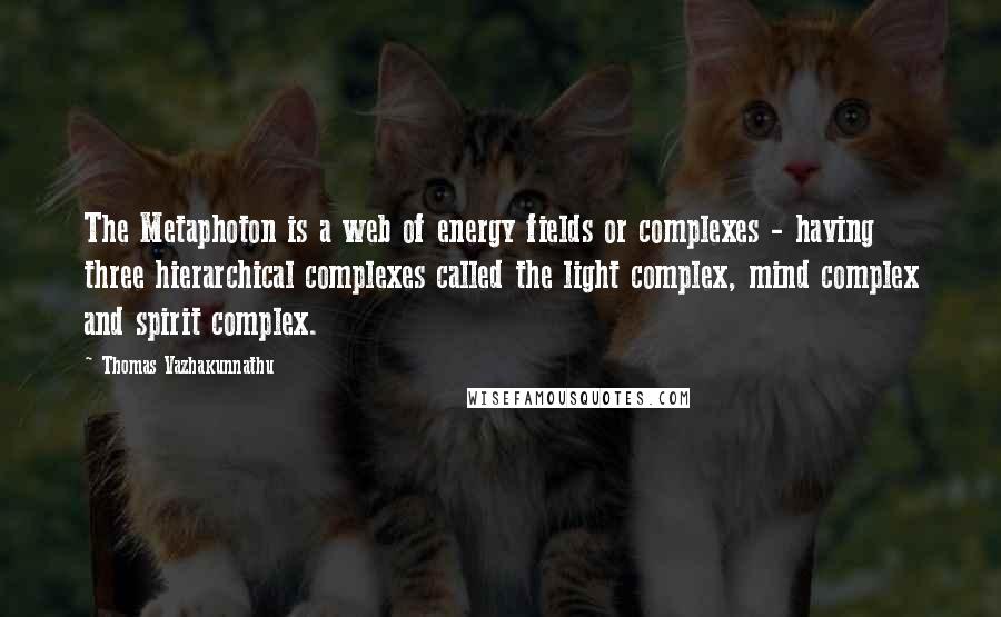 Thomas Vazhakunnathu Quotes: The Metaphoton is a web of energy fields or complexes - having three hierarchical complexes called the light complex, mind complex and spirit complex.