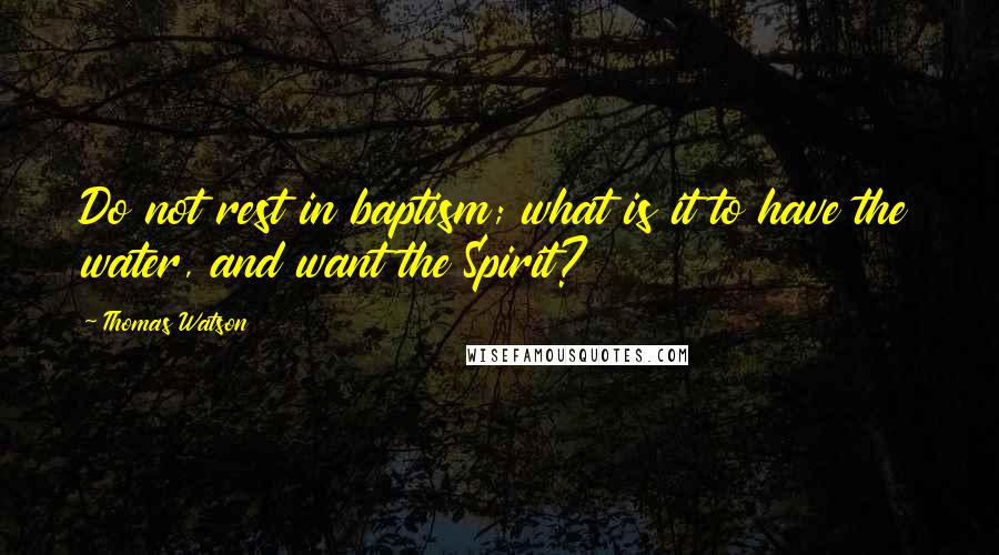 Thomas Watson Quotes: Do not rest in baptism; what is it to have the water, and want the Spirit?