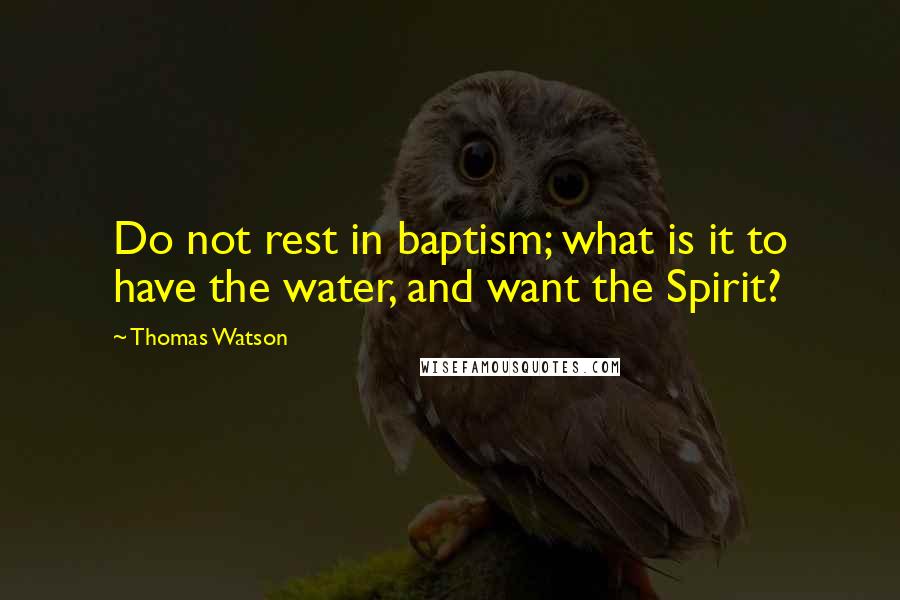 Thomas Watson Quotes: Do not rest in baptism; what is it to have the water, and want the Spirit?