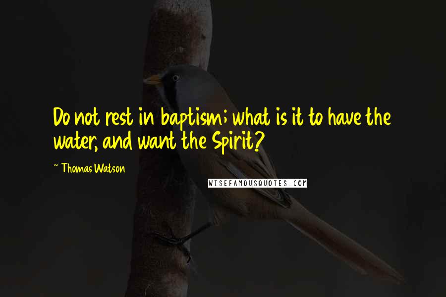 Thomas Watson Quotes: Do not rest in baptism; what is it to have the water, and want the Spirit?