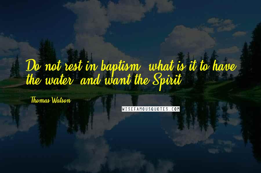 Thomas Watson Quotes: Do not rest in baptism; what is it to have the water, and want the Spirit?