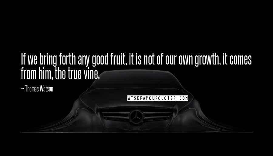 Thomas Watson Quotes: If we bring forth any good fruit, it is not of our own growth, it comes from him, the true vine.