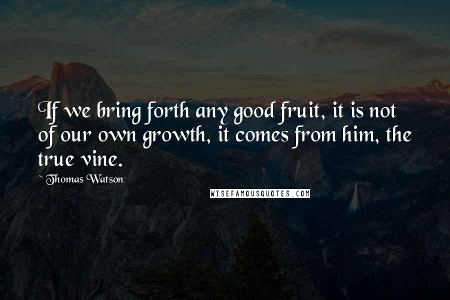 Thomas Watson Quotes: If we bring forth any good fruit, it is not of our own growth, it comes from him, the true vine.