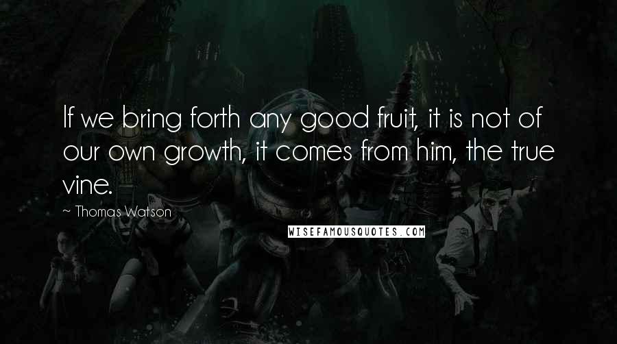 Thomas Watson Quotes: If we bring forth any good fruit, it is not of our own growth, it comes from him, the true vine.
