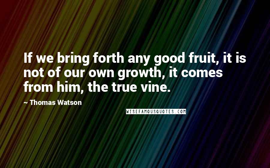 Thomas Watson Quotes: If we bring forth any good fruit, it is not of our own growth, it comes from him, the true vine.