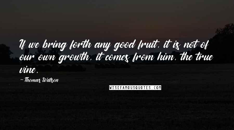 Thomas Watson Quotes: If we bring forth any good fruit, it is not of our own growth, it comes from him, the true vine.