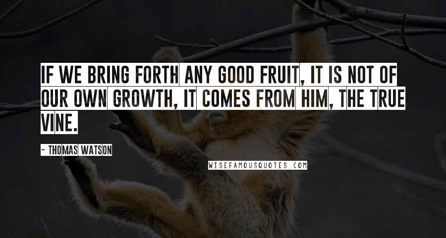 Thomas Watson Quotes: If we bring forth any good fruit, it is not of our own growth, it comes from him, the true vine.