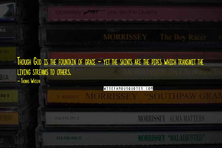 Thomas Watson Quotes: Though God is the fountain of grace - yet the saints are the pipes which transmit the living streams to others.