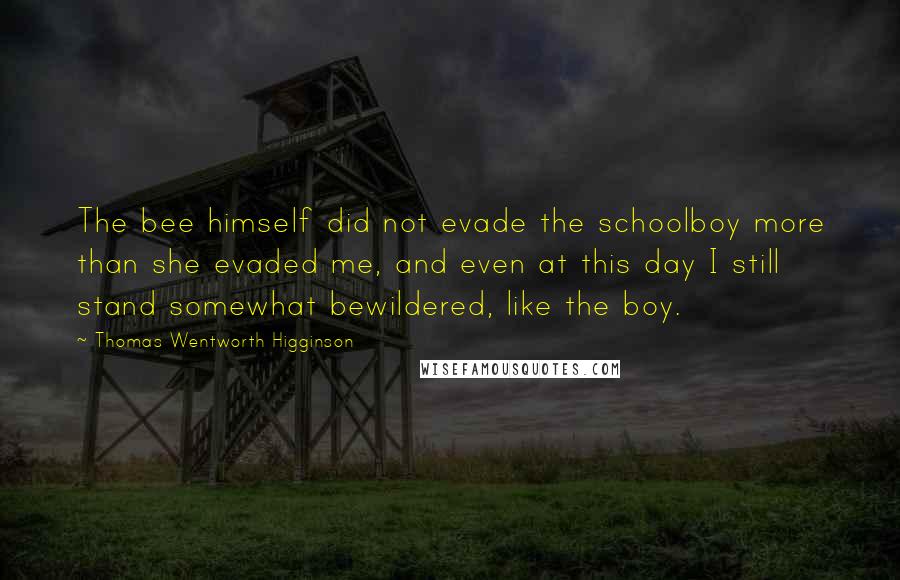 Thomas Wentworth Higginson Quotes: The bee himself did not evade the schoolboy more than she evaded me, and even at this day I still stand somewhat bewildered, like the boy.