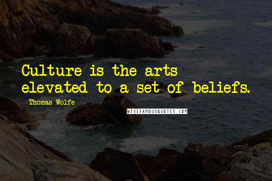 Thomas Wolfe Quotes: Culture is the arts elevated to a set of beliefs.