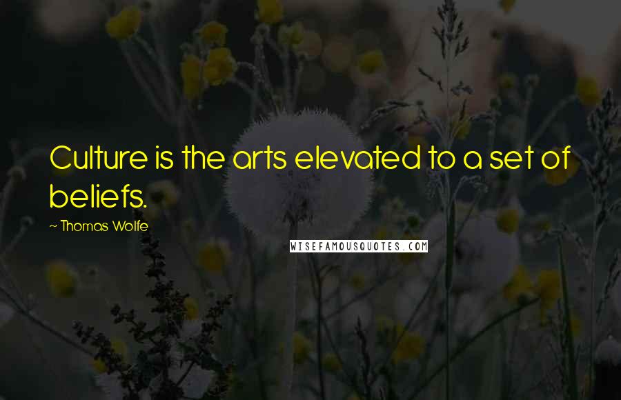 Thomas Wolfe Quotes: Culture is the arts elevated to a set of beliefs.