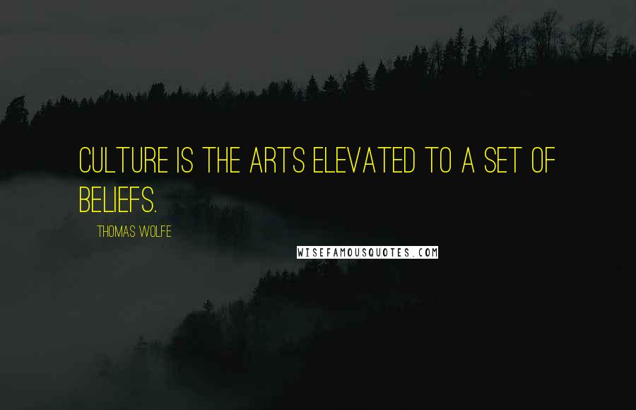 Thomas Wolfe Quotes: Culture is the arts elevated to a set of beliefs.