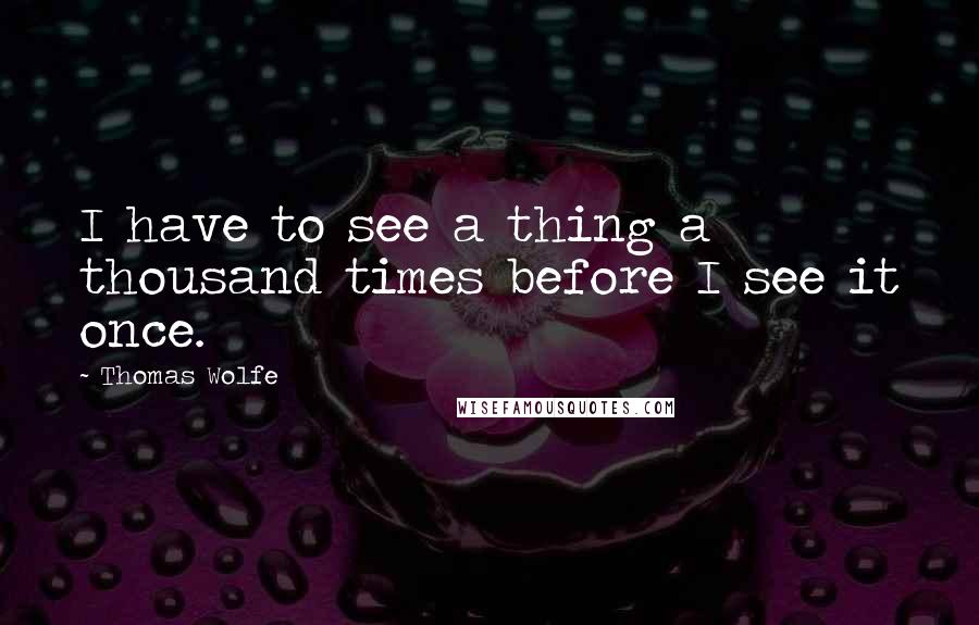 Thomas Wolfe Quotes: I have to see a thing a thousand times before I see it once.