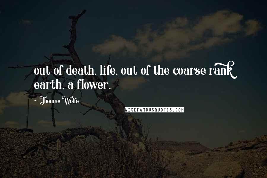 Thomas Wolfe Quotes: out of death, life, out of the coarse rank earth, a flower.