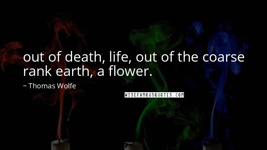 Thomas Wolfe Quotes: out of death, life, out of the coarse rank earth, a flower.