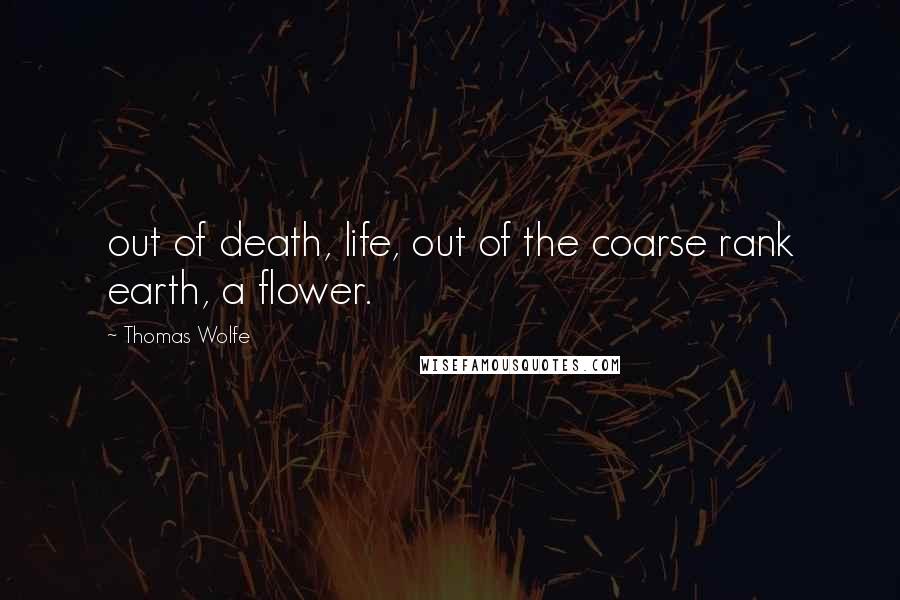 Thomas Wolfe Quotes: out of death, life, out of the coarse rank earth, a flower.