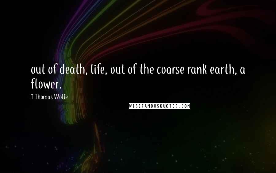 Thomas Wolfe Quotes: out of death, life, out of the coarse rank earth, a flower.