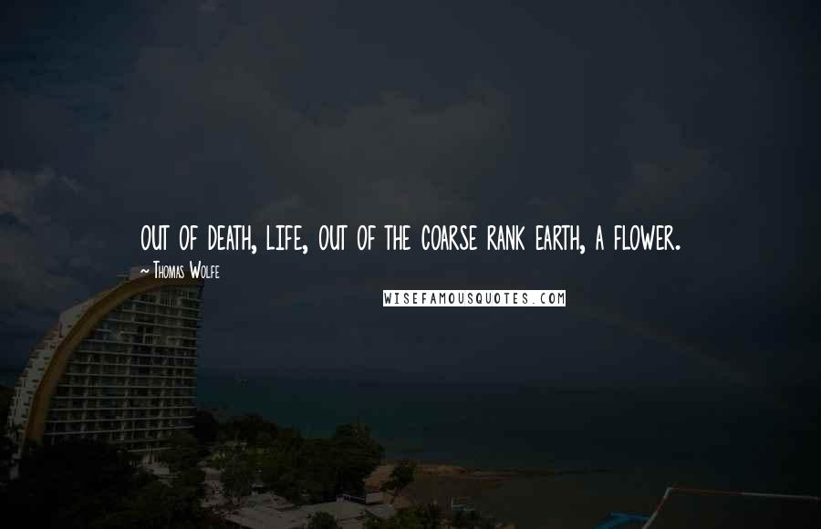 Thomas Wolfe Quotes: out of death, life, out of the coarse rank earth, a flower.